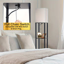 Luminária de Chão de 62,9 Polegadas com Prateleira, Madeira Maciça, Inclui Lâmpada, Ideal para Halloween, Natal e Outras Festas