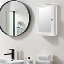 Armário de Banheiro com Espelho, Armário de Parede com 6 Prateleiras Laterais, Armário Branco com Espelho, Branco