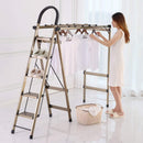 Escada Multifuncional Dobrável em Alumínio – Suporte para Roupas, Sapateira e Escada Doméstica até 150 kg