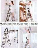 Escada Multifuncional Dobrável em Alumínio – Suporte para Roupas, Sapateira e Escada Doméstica até 150 kg