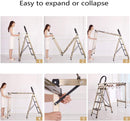 Escada Multifuncional Dobrável em Alumínio – Suporte para Roupas, Sapateira e Escada Doméstica até 150 kg