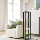 Luminária de Chão de 62,9 Polegadas com Prateleira, Madeira Maciça, Inclui Lâmpada, Ideal para Halloween, Natal e Outras Festas