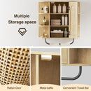 Armário de Banheiro de Rattan Montado na Parede com Barra de Toalha