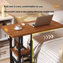 Mesa Móvel para Laptop com Altura Regulável e Duas Prateleiras – Estação de Trabalho Versátil