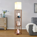 Luminária de Chão de 62,9 Polegadas com Prateleira, Madeira Maciça, Inclui Lâmpada, Ideal para Halloween, Natal e Outras Festas