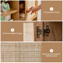 Gaveta de buffet LIFEZEAL, armário de armazenamento lateral de madeira com 2 portas de vime e 2 cubos, bar de café de fazenda, organizador de armários independentes para sala de estar, cozinha e corredor.