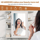 Armário de Banheiro com Espelho, Armário de Parede com 6 Prateleiras Laterais, Armário Branco com Espelho, Branco